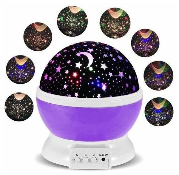 Вращающийся ночник проектор звездного неба Sky Star Master фиолетовый
